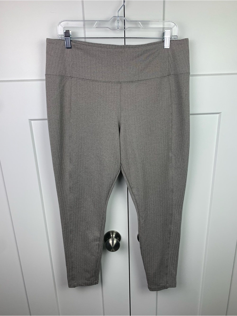 Athleta Delancey Herringbone Leggings Women’s XL Gray Pockets Stretch Ankle